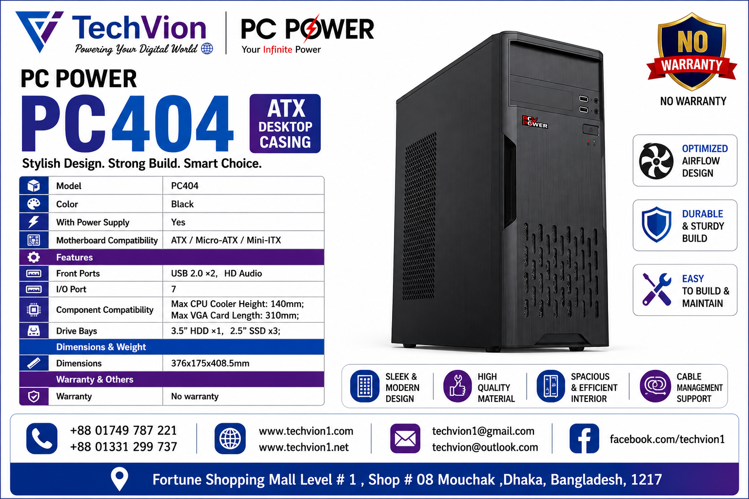 Pc Power PC404 ATX Desktop Casing with Power Supply