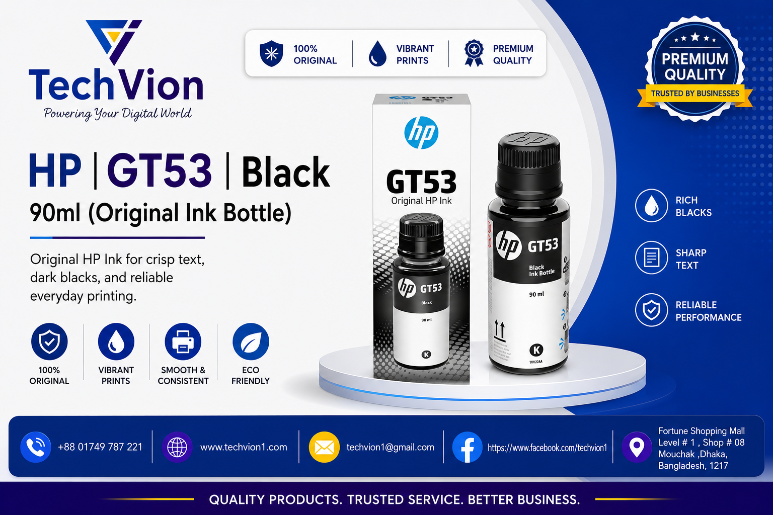 HP | GT53 | Black 90ml (Original Ink Bottle)