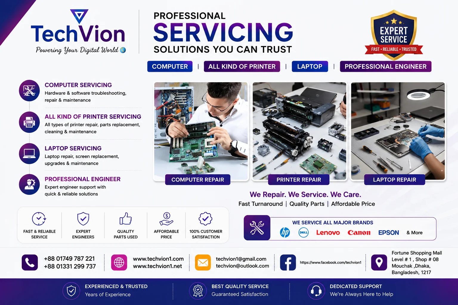 Professional Servicing  Solution You Can Trust  TechVion.   We  Repair . We Service . We Care .     Servicing | Computer  | professional engineer