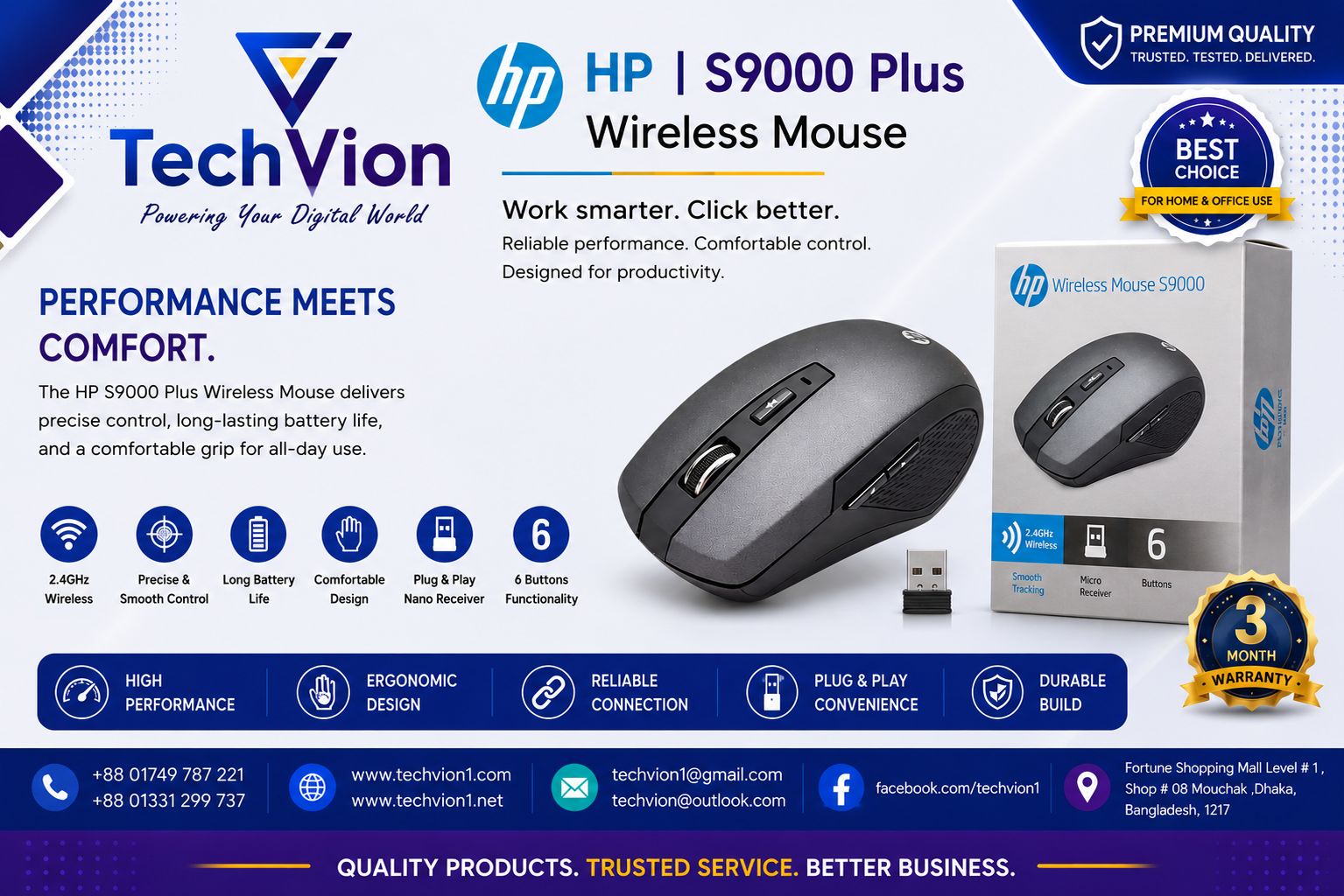 HP | S9000 Plus | Wireless Mouse | WARRANTY : 3 Month