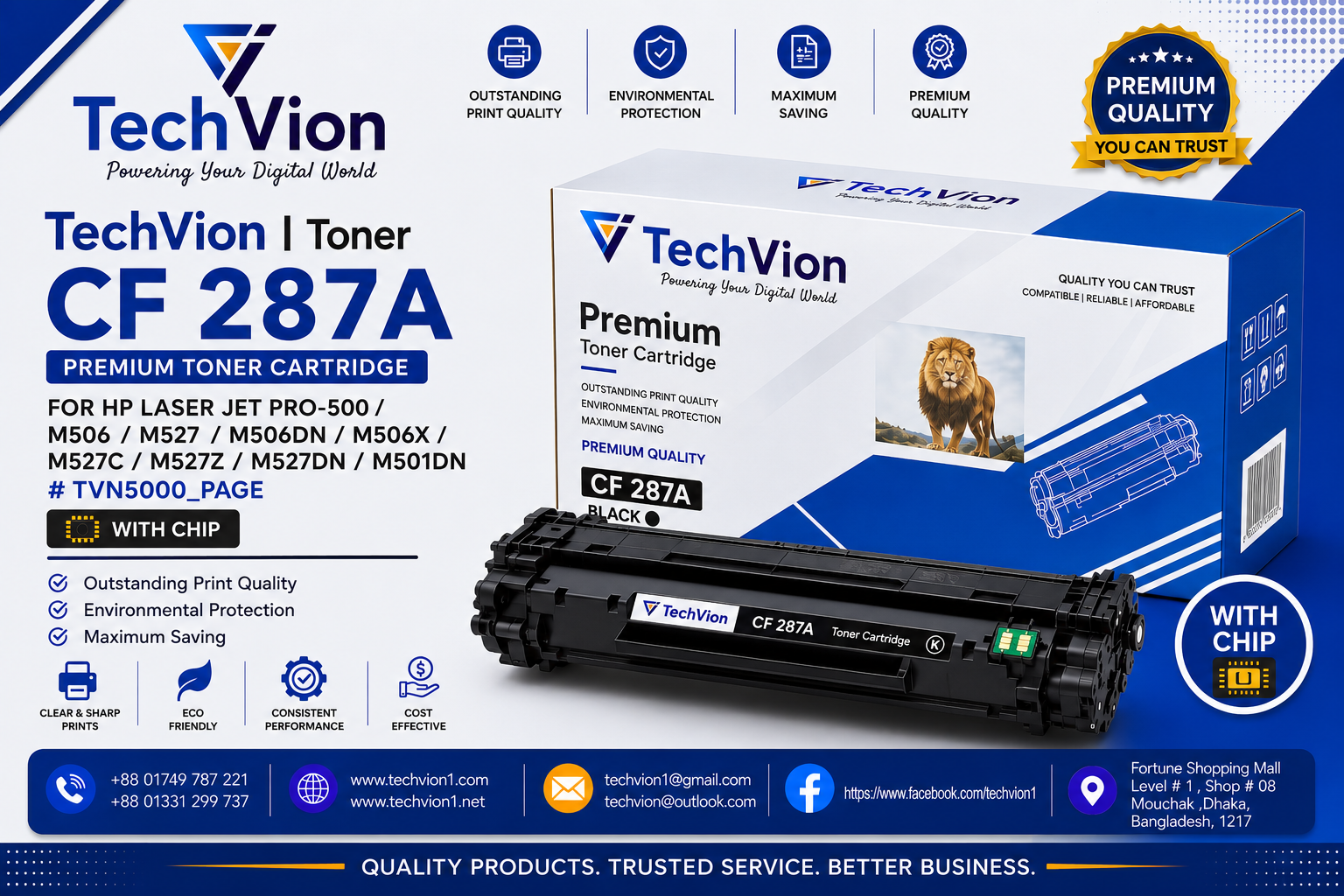 TechVion | Toner |CF 287A- HP LASER JET PRO M527/M506DN/M506X/M527C/M527Z/M527DN/M501DN  #TVN5000_PAGE