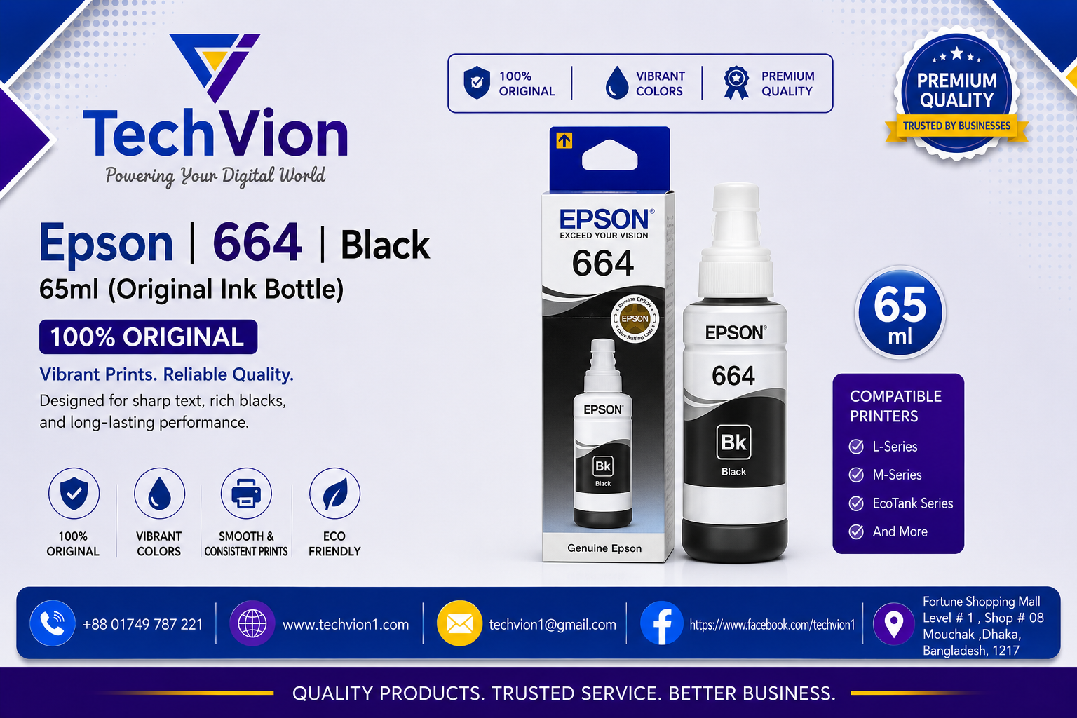 Epson | 664 | Black 65ml (Original Ink Bottle)
