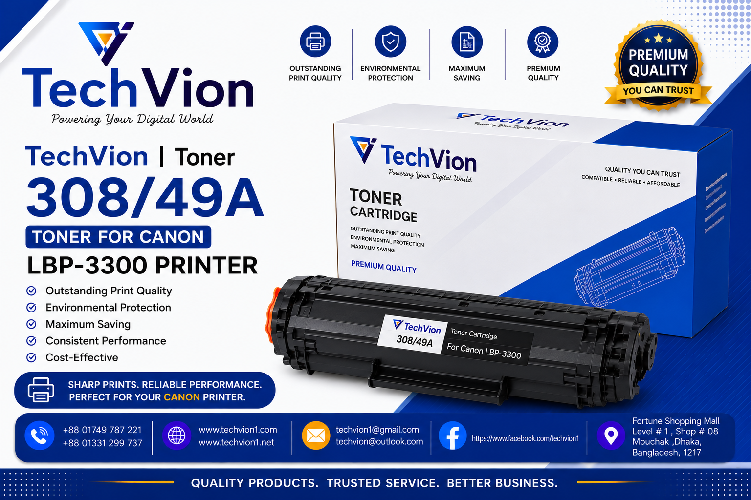 TechVion | Toner | 308/49A Toner for Canon LBP-3300 Printer